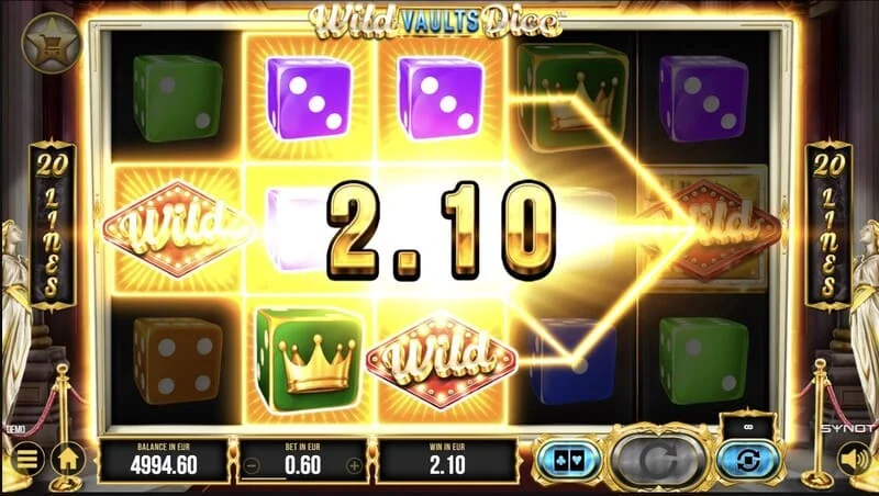 Wild Vaults Dice - skrini kuu yenye reli na vault